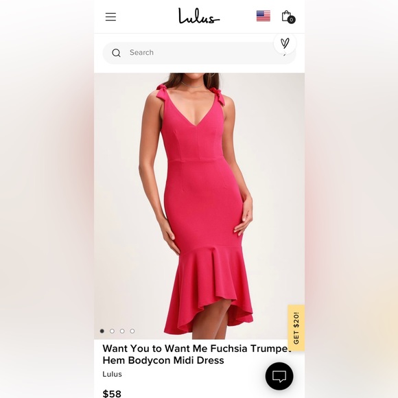 NEW Lulus Fuchsia Trumpet Hem Bodycon Midi - Picture 2 of 5